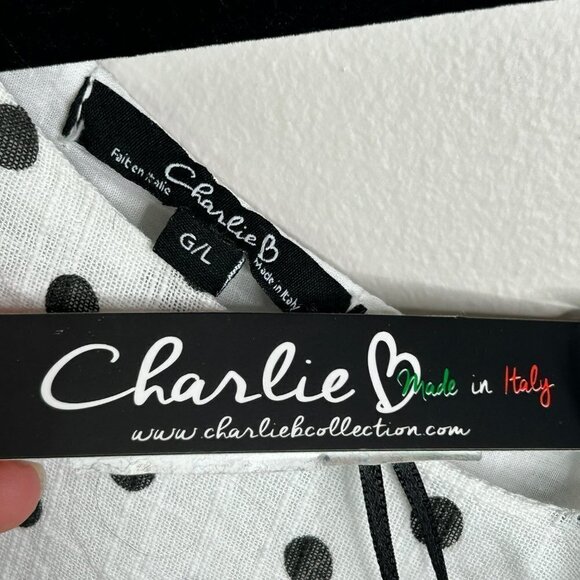 Charlie B Women's White Dress with Black Dots Midi Dress Size L - NWT - Picture 5 of 8